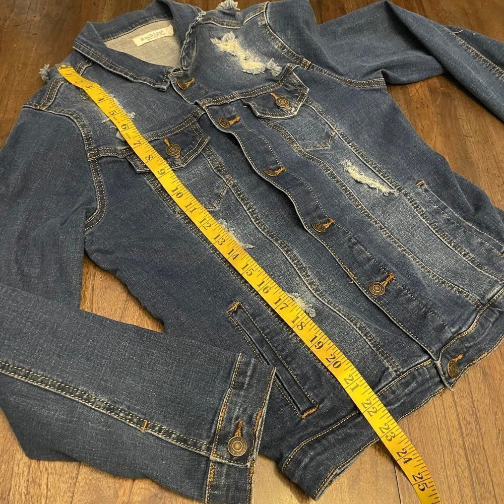 Machine Shredded Denim Jacket - Picture 7 of 9